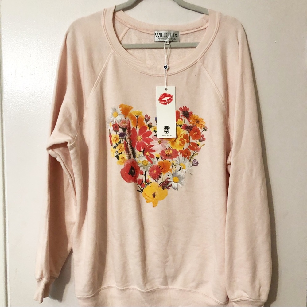 NEW Wildfox | Blooming Heart Pink Sweater - Picture 3 of 6